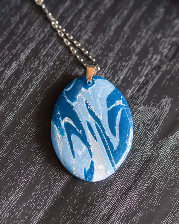 Le Cyanographe - collier argenté - ovale – Image 3