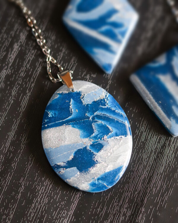 Le Cyanographe - collier argenté - ovale – Image 4