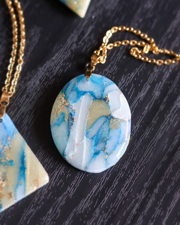 Le Cyanographe - Collier doré - ovale – Image 2
