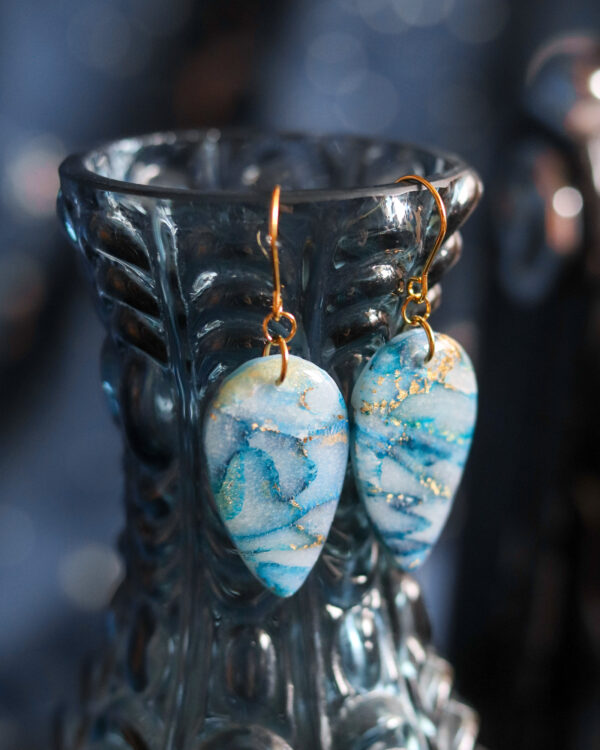 Le Cyanographe - Boucles d'oreilles dorées - goutte