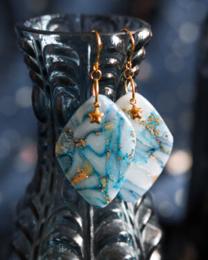 Le Cyanographe - Boucles d'oreilles dorées - gemme