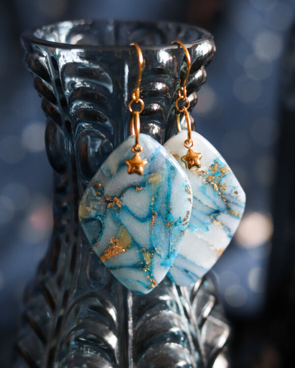 Le Cyanographe - Boucles d'oreilles dorées - gemme