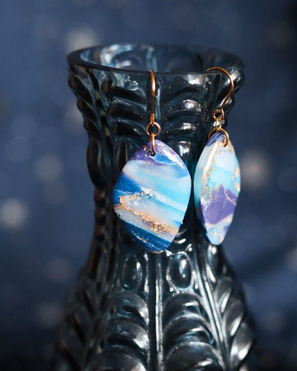 Le Cyanographe - Boucles d'oreilles dorées - gemme