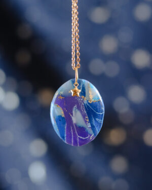 Le Cyanographe - Collier doré - ovale