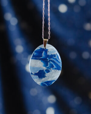 Le Cyanographe - collier argenté - ovale