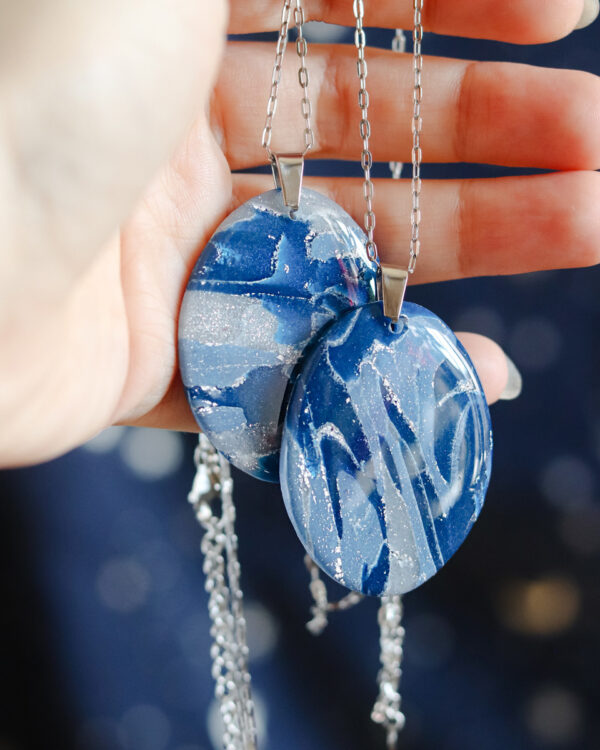 Le Cyanographe - collier argenté - ovale – Image 5