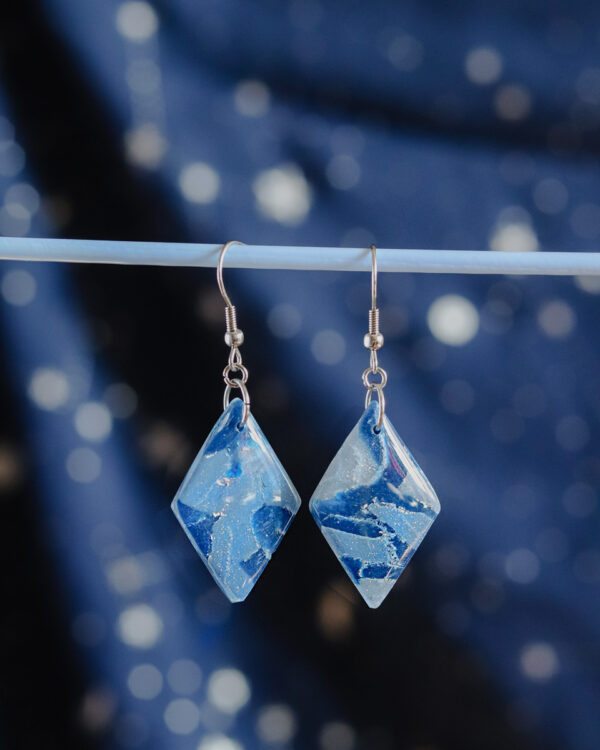 Le Cyanographe - Boucles d'oreilles argentées - losange – Image 2