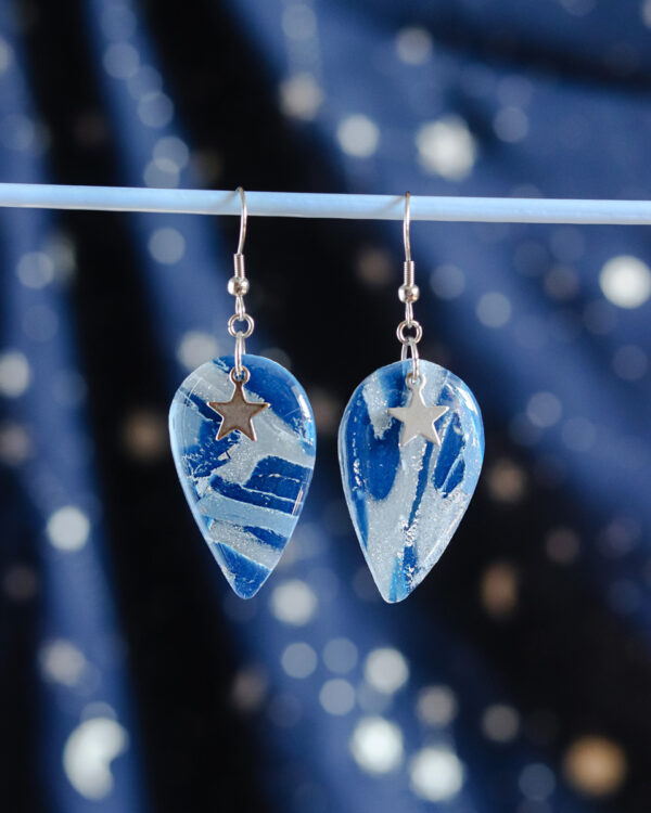 Le Cyanographe - Boucles d'oreilles argentées - goutte – Image 2