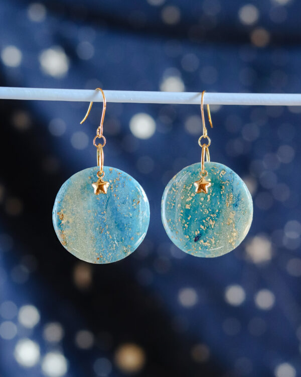 Le Cyanographe - Boucles d'oreilles dorées - rond – Image 2