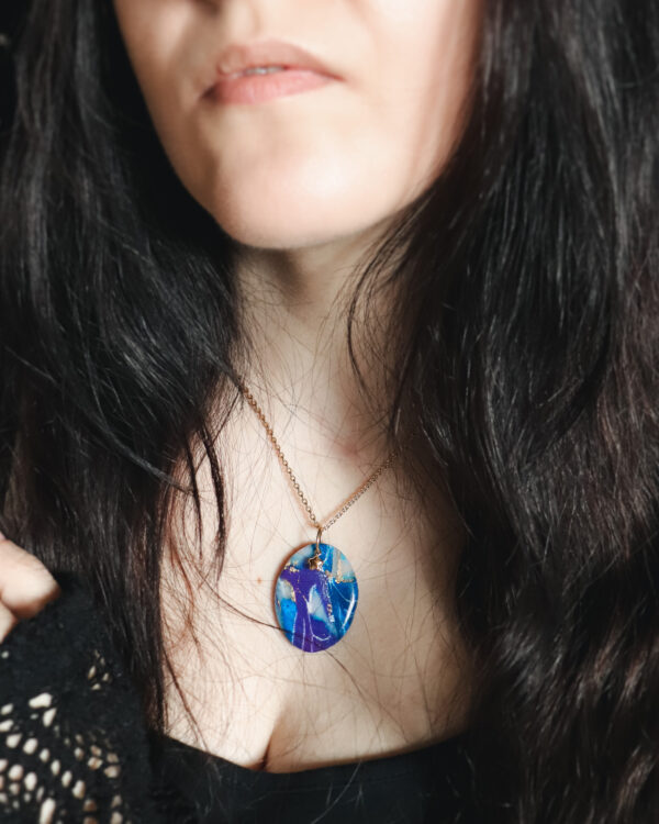 Le Cyanographe - Collier doré - ovale – Image 3