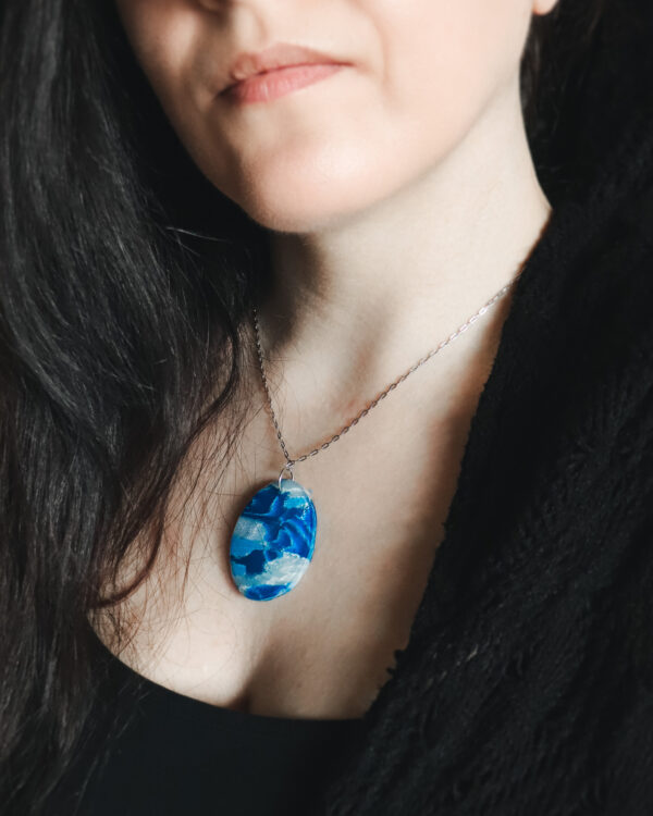 Le Cyanographe - collier argenté - ovale – Image 2