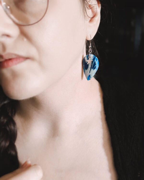 Le Cyanographe - Boucles d'oreilles argentées - goutte – Image 3