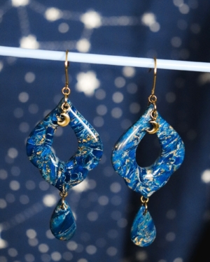 Boucles d'oreilles "Bleu Or"