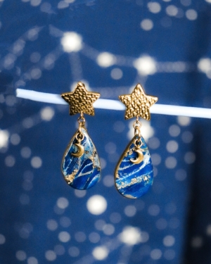 Boucles d'oreilles "Bleu Or"