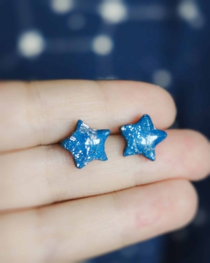 Clous d'oreilles "Bleu Argent"