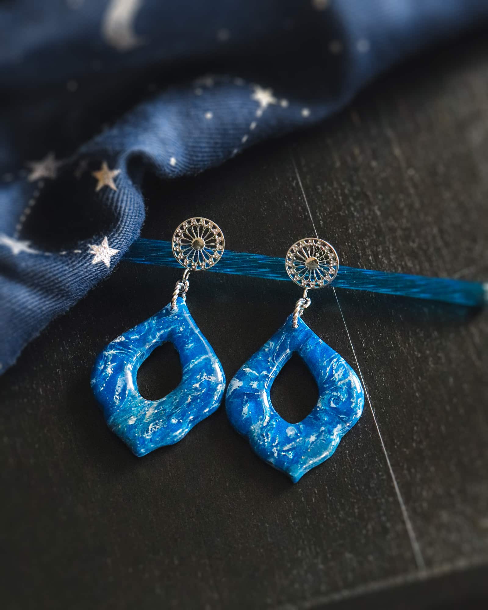 Boucles d'oreilles "Bleu Argent" – Image 3