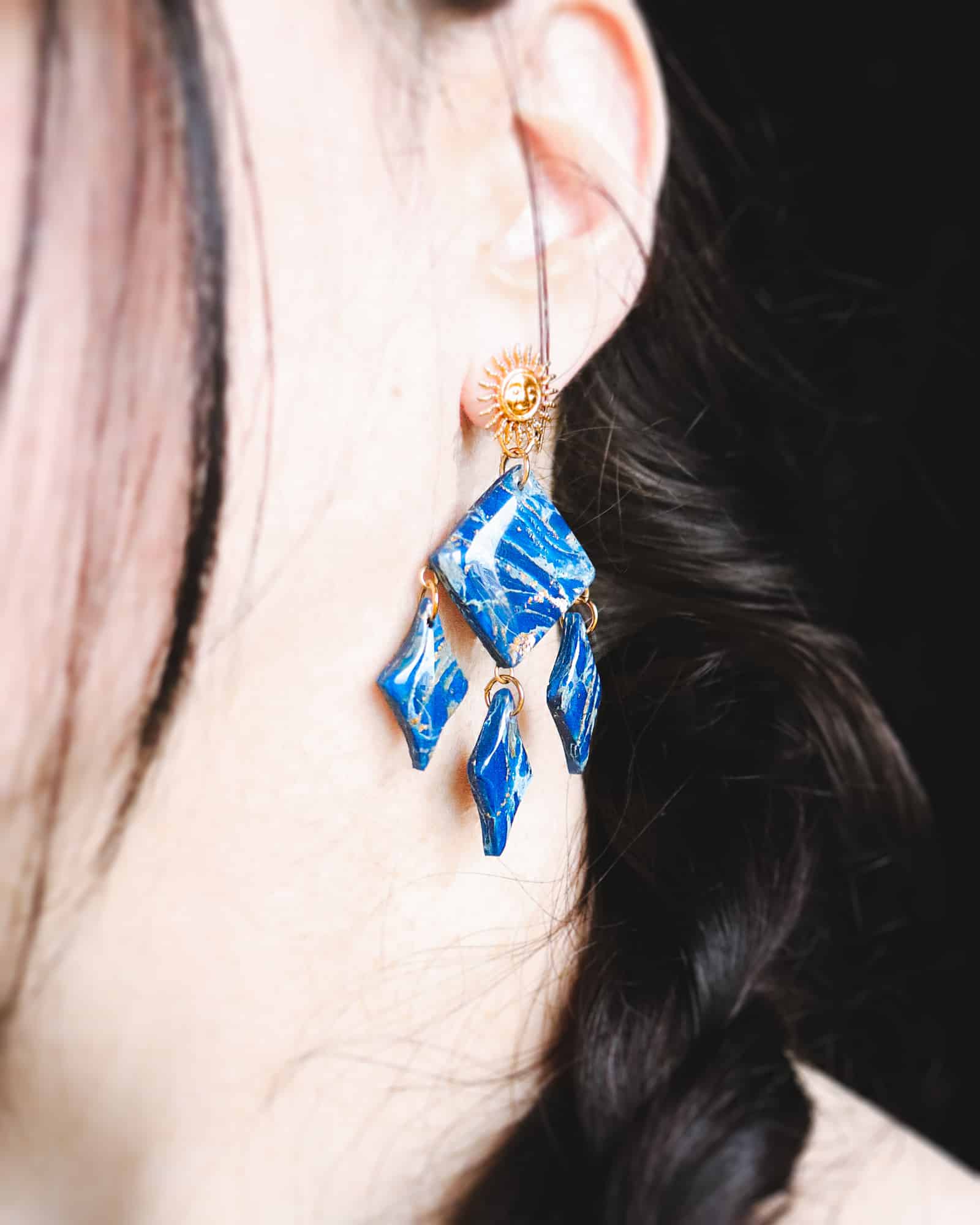 Boucles d'oreilles "Bleu Or" – Image 2