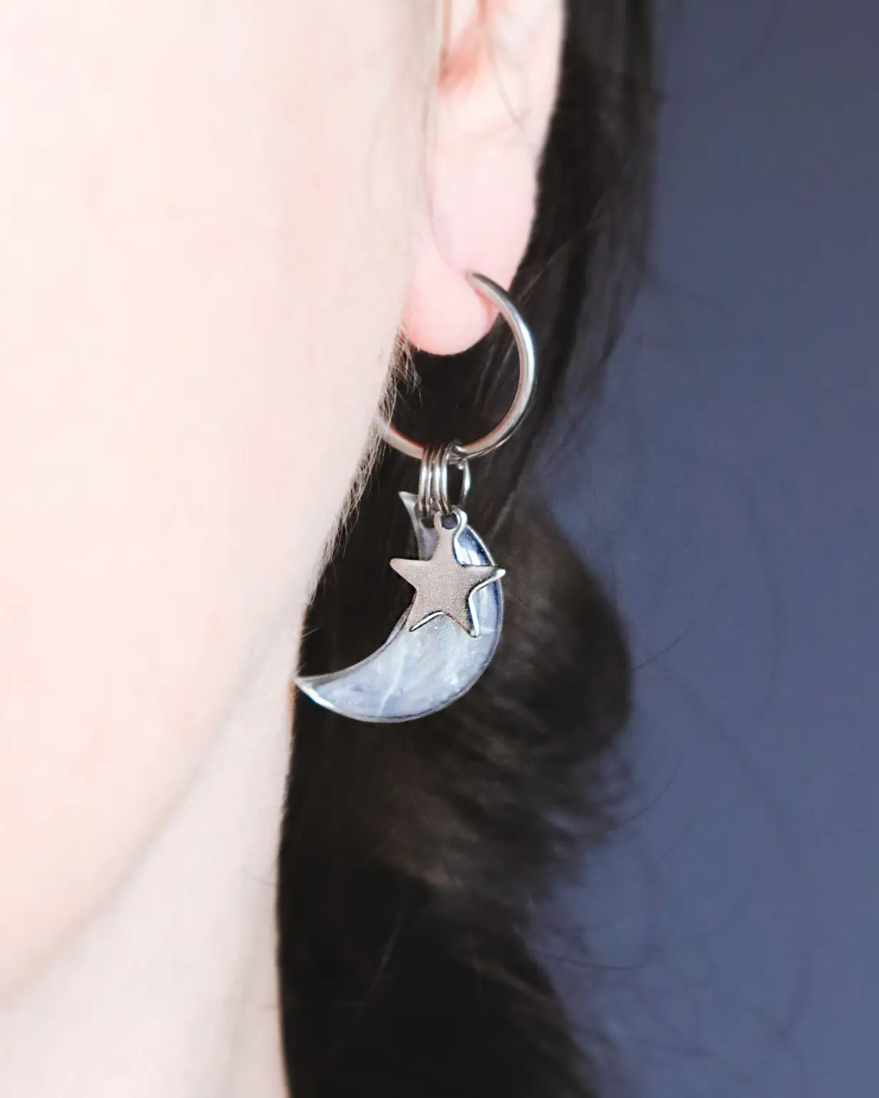 Boucles d'oreilles à personnaliser "Lune argentée"