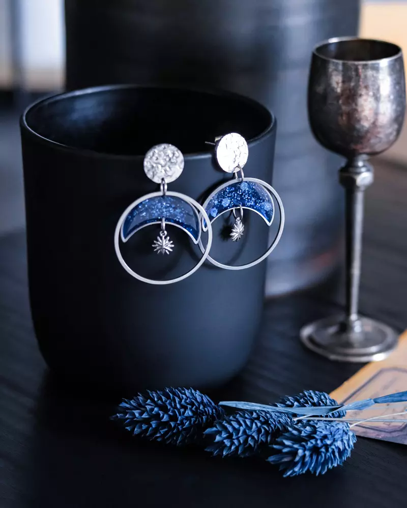 Boucles d'oreilles "Éclipse" argentées - Rue de Minuit