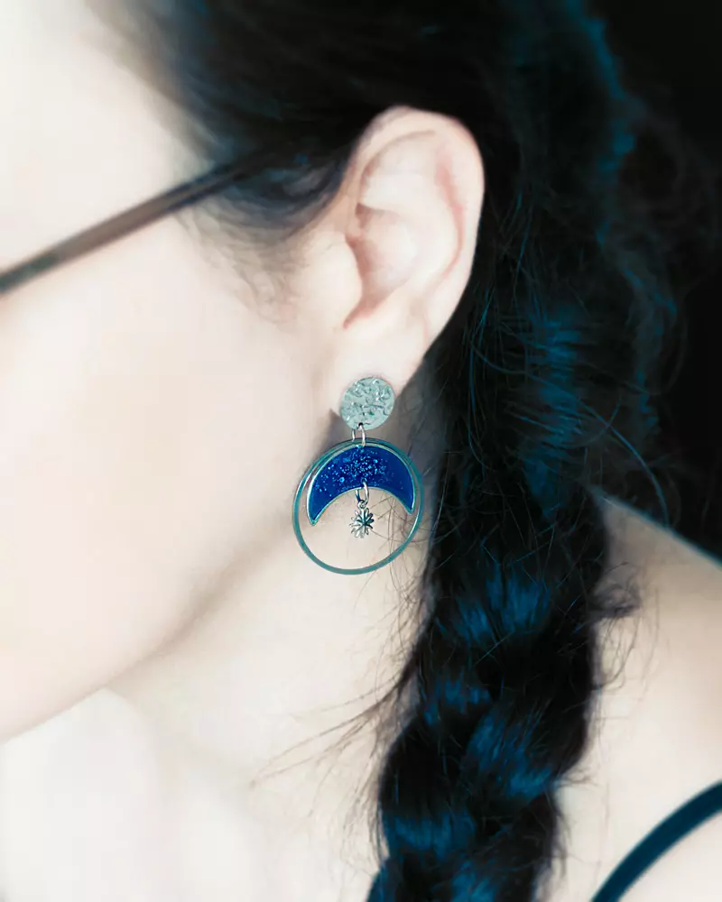 Boucles d'oreilles "Éclipse" argentées - Rue de Minuit