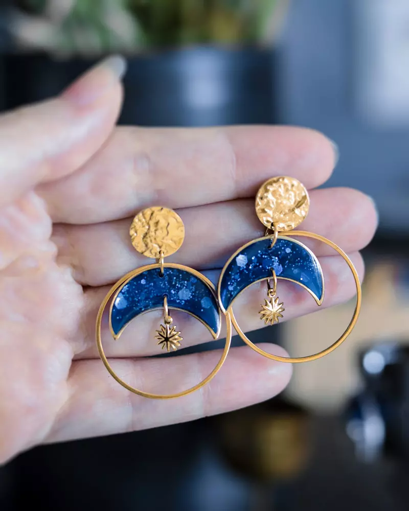 Boucles d'oreilles "Éclipse" dorées - Rue de Minuit