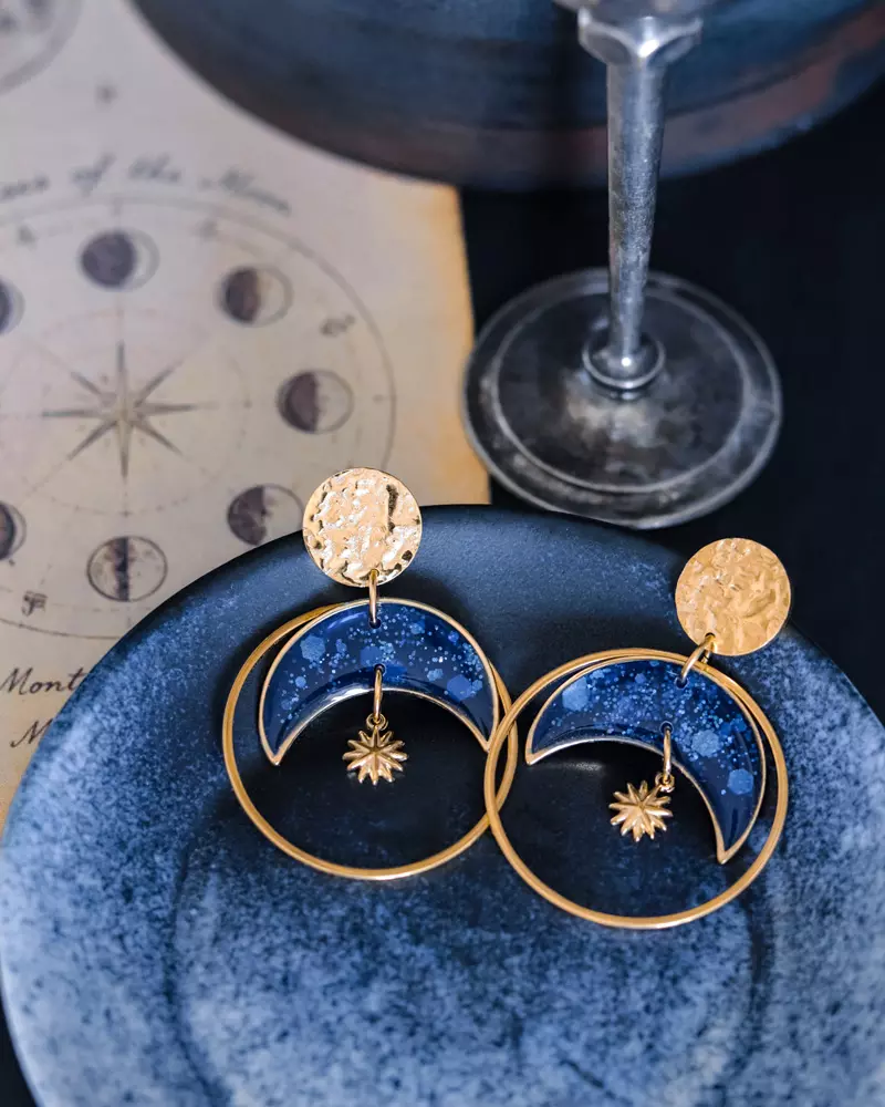 Boucles d'oreilles "Éclipse" dorées - Rue de Minuit