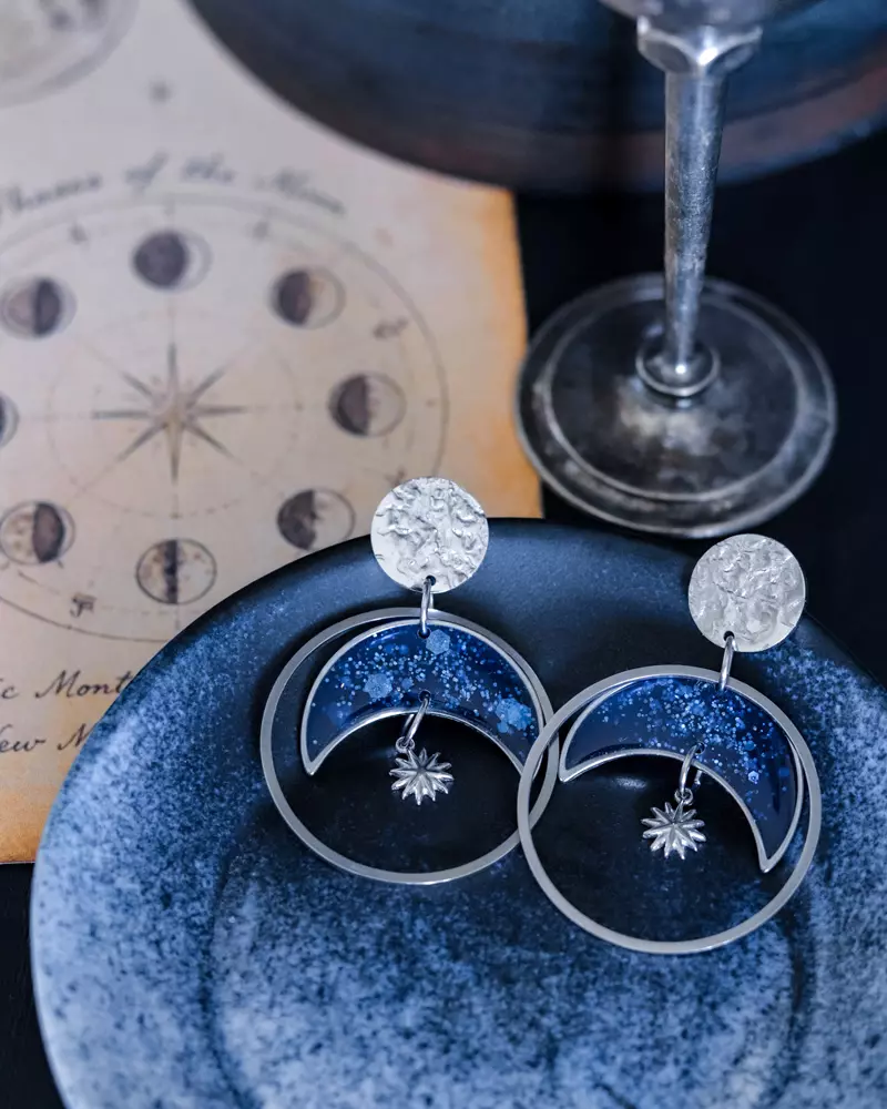 Boucles d'oreilles "Éclipse" argentées - Rue de Minuit