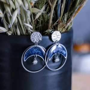 Boucles d'oreilles "Éclipse" argentées - Rue de Minuit
