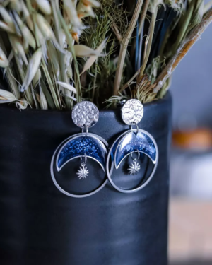 Boucles d'oreilles "Éclipse" argentées - Rue de Minuit