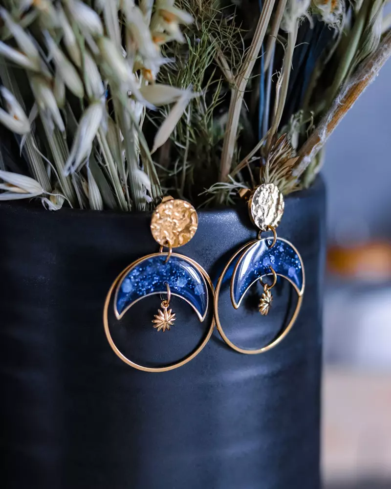 Boucles d'oreilles "Éclipse" dorées - Rue de Minuit