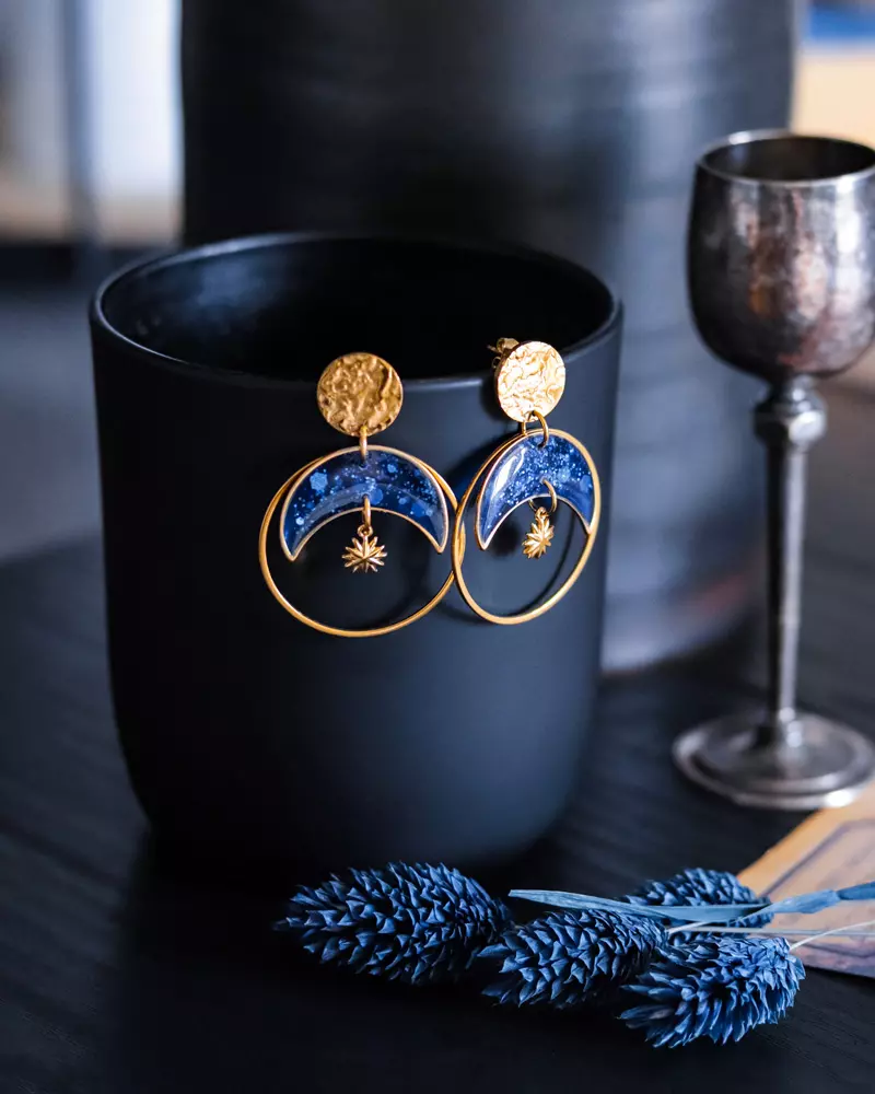 Boucles d'oreilles "Éclipse" dorées - Rue de Minuit