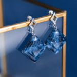 Boucles d'oreilles "La Nuit" losange - Rue de Minuit