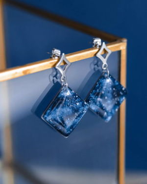 Boucles d'oreilles "La Nuit" losange - Rue de Minuit