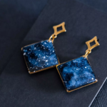Boucles d'oreilles "La Nuit" losange - Rue de Minuit