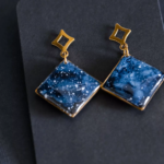 Boucles d'oreilles "La Nuit" losange - Rue de Minuit