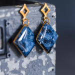 Boucles d'oreilles "La Nuit" losange - Rue de Minuit