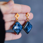 Boucles d'oreilles "La Nuit" losange - Rue de Minuit