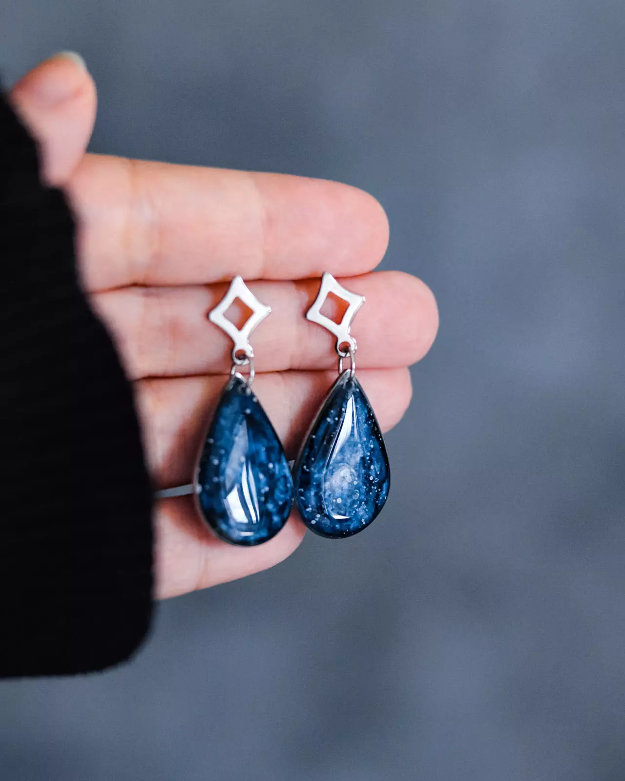 Boucles d'oreilles "La Nuit" goutte - Rue de Minuit