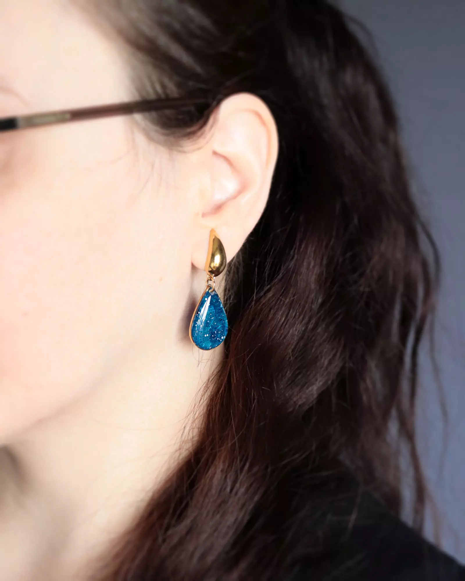 Boucles d'oreilles "La Nuit" goutte - Rue de Minuit