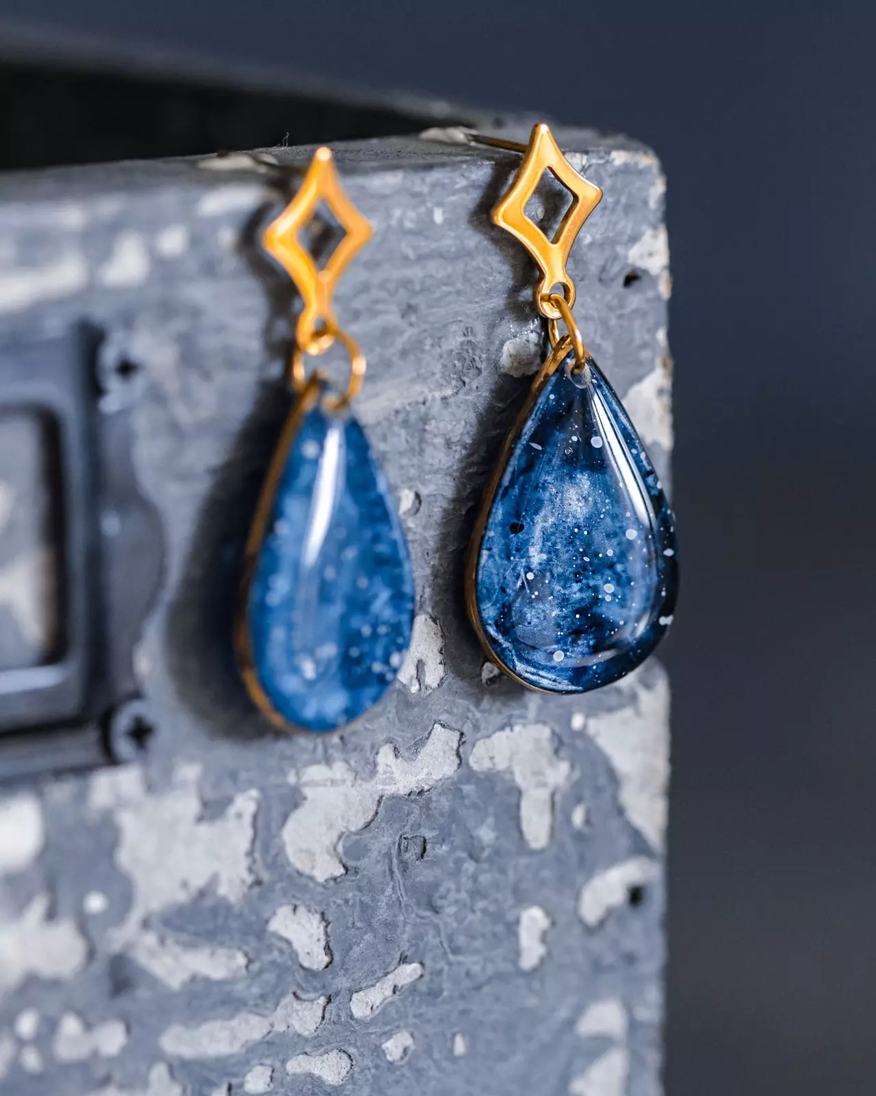 Boucles d'oreilles "La Nuit" goutte - Rue de Minuit