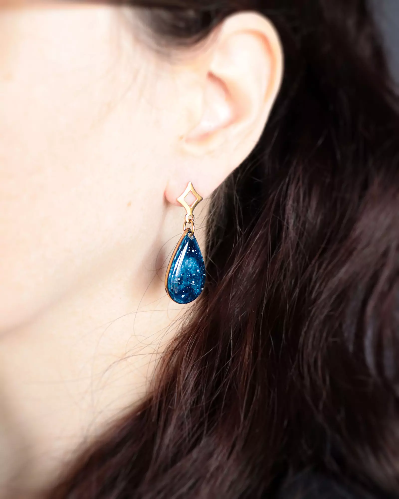 Boucles d'oreilles "La Nuit" goutte - Rue de Minuit
