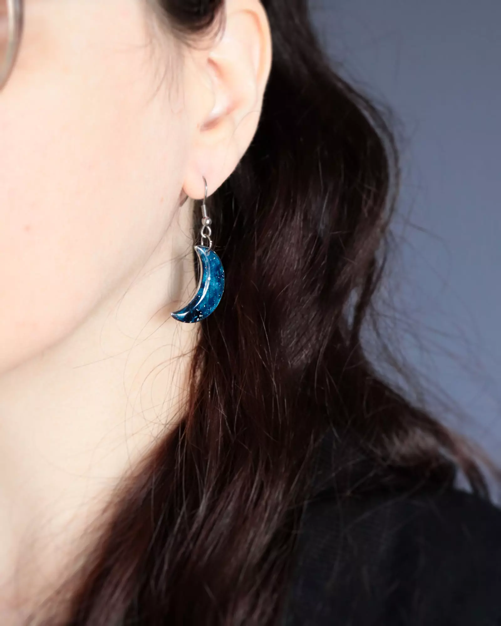 Boucles d'oreilles "La Nuit" lune - Rue de Minuit
