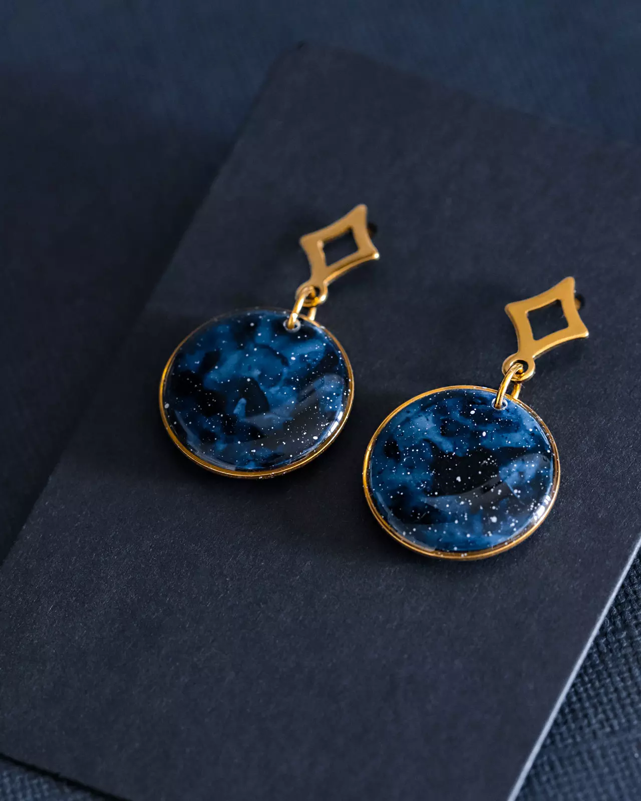 Boucles d'oreilles "La Nuit" rond - Rue de Minuit