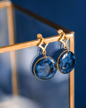 Boucles d'oreilles "La Nuit" rond - Rue de Minuit