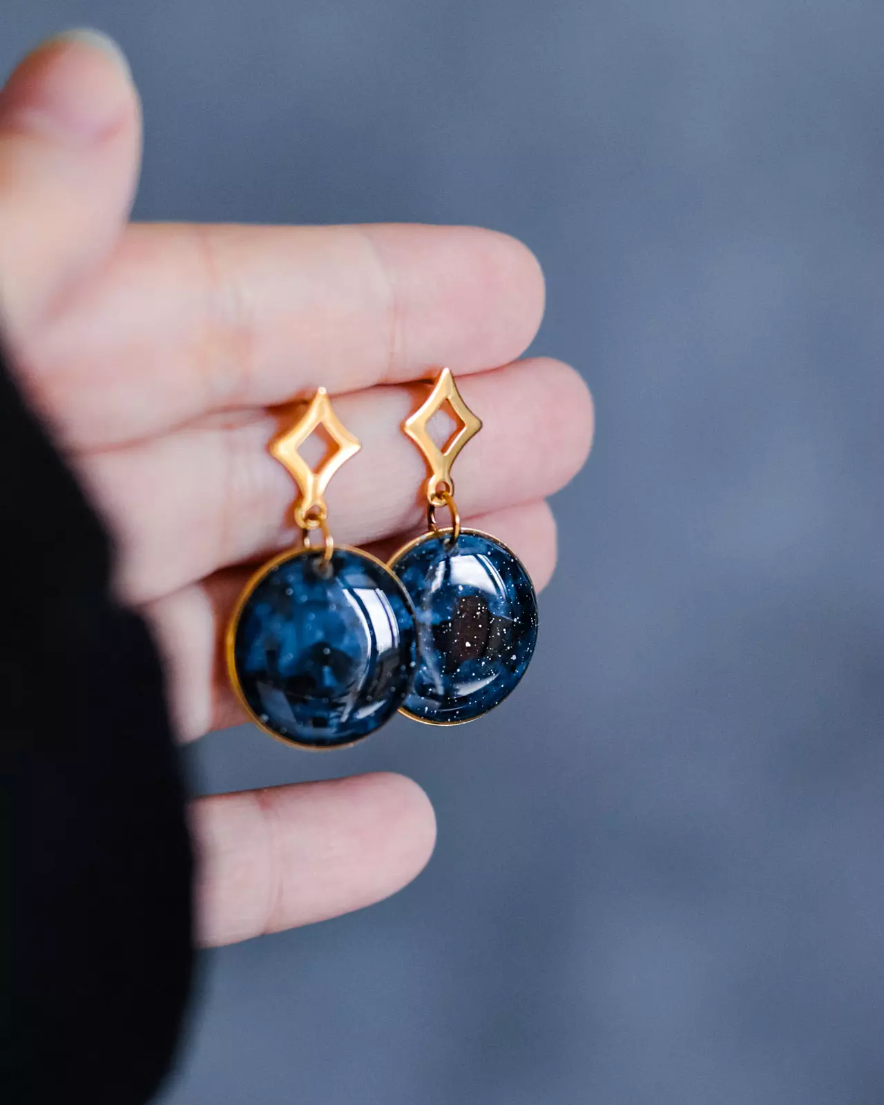 Boucles d'oreilles "La Nuit" rond - Rue de Minuit